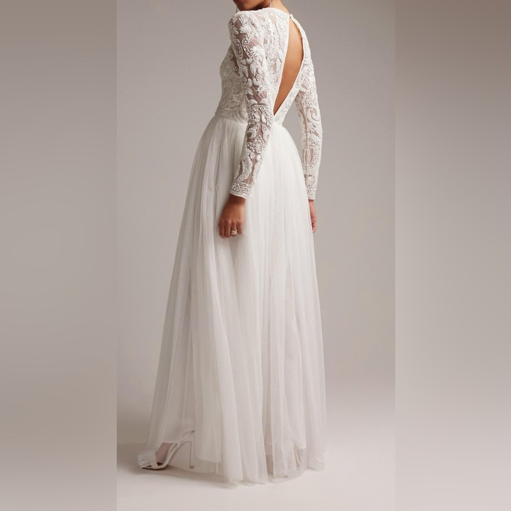 BRAND NEW W/ TAGS - ASOS Elizabeth long sleeve wedding dress with beaded bodice